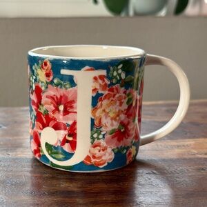 Anthropologie Dawn Monogram Floral Mug